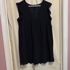 Elegant Black Eyelet Women's Top
